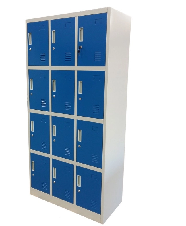 Een LOCKER KAST BLAUW 2 SLEUTELS (12 LOCKERS: 185 x 90 x 45 cm) koop je bij Buro De Peuter