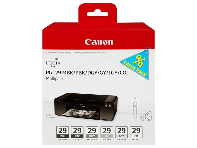 Een Canon PGI-29 MULTIPACK DGY/GY/LGY/MBK/PBK/CO koop je bij Buro De Peuter