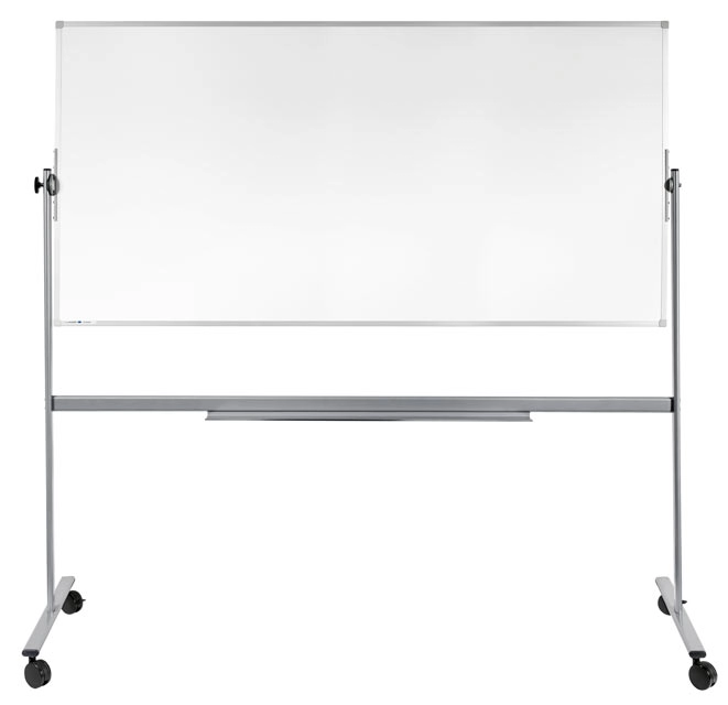 Een MOBIEL KANTELBAAR WHITEBOARD MET REM 120X220CM DUBBELZIJDIG BESCHRIJFBAAR koop je bij Buro De Peuter